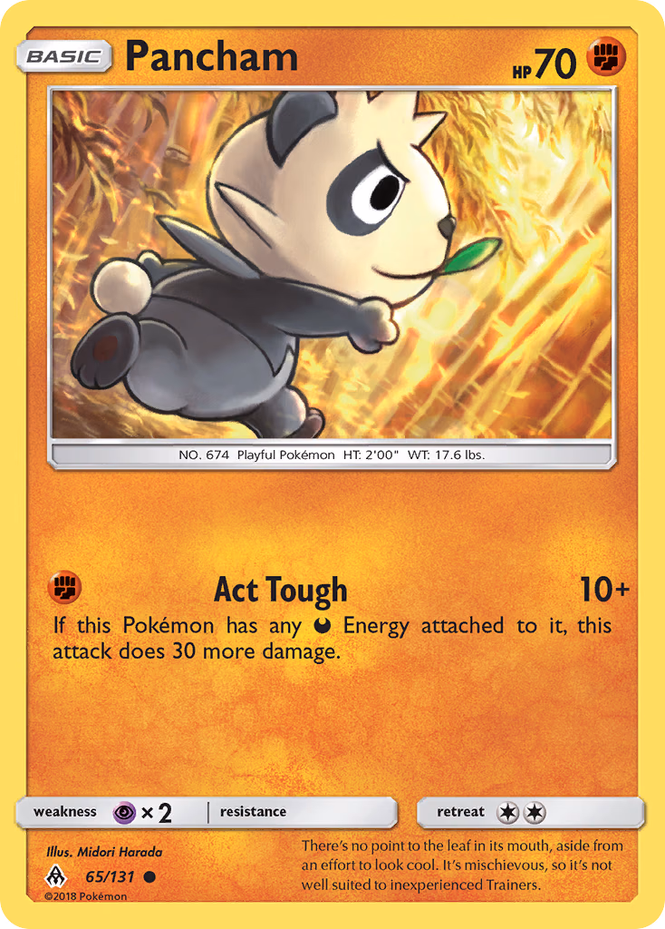 Pancham Pokemon card (65/131, Forbidden Light)