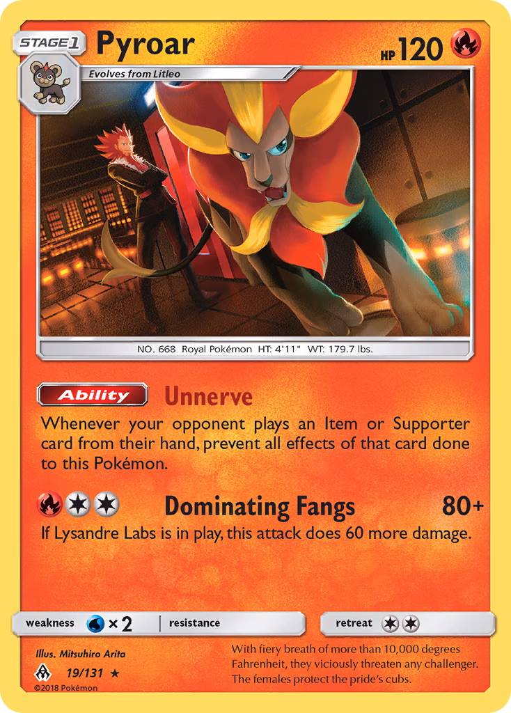 Pyroar Pokemon card (19/131, Forbidden Light)