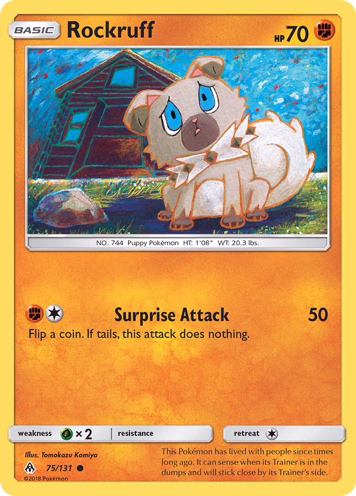 Rockruff Pokemon card (75/131, Forbidden Light)
