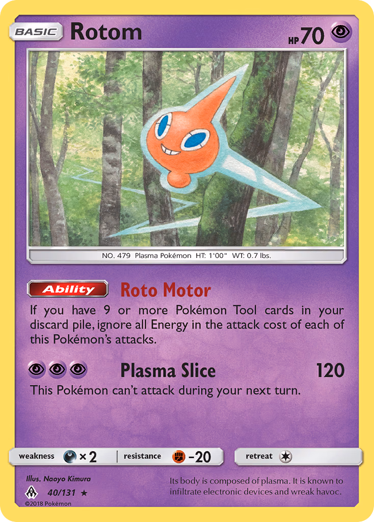 Rotom Pokemon card (40/131, Forbidden Light)