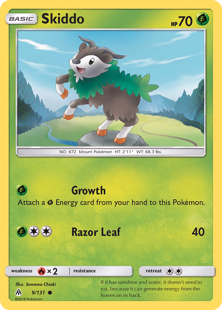 Skiddo Pokemon card (9/131, Forbidden Light)