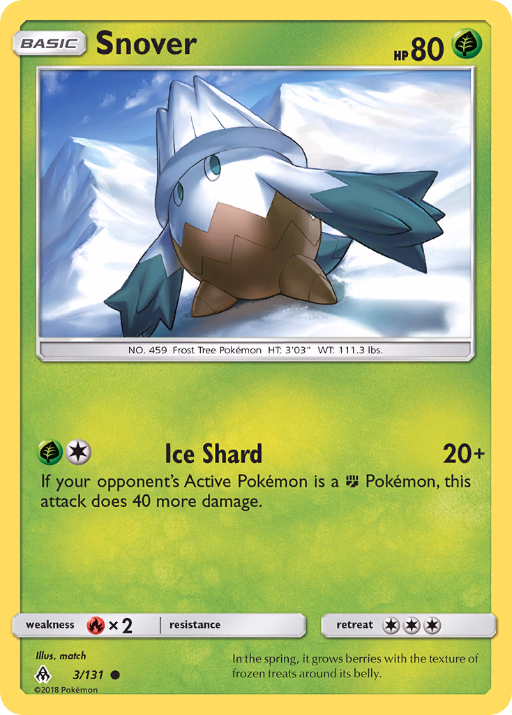 Snover Pokemon card (3/131, Forbidden Light)