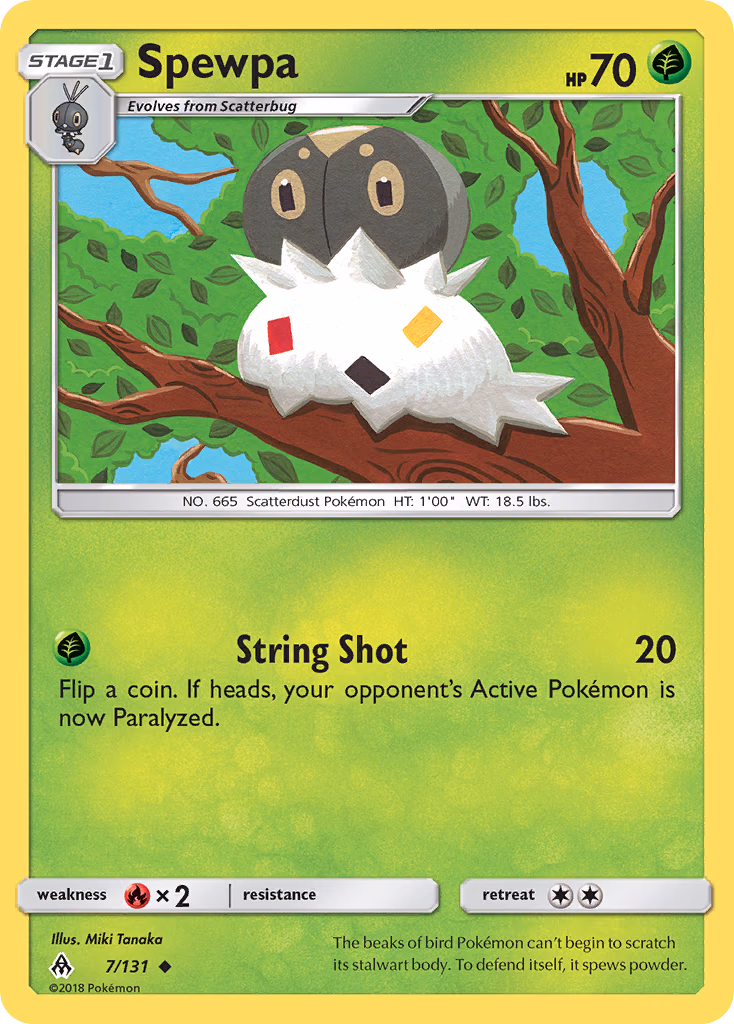 Spewpa Pokemon card (7/131, Forbidden Light)