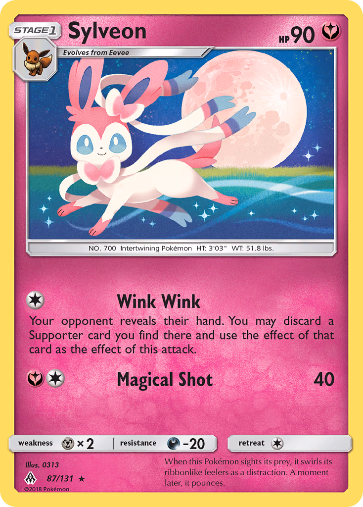 Sylveon Pokemon card (87/131, Forbidden Light)