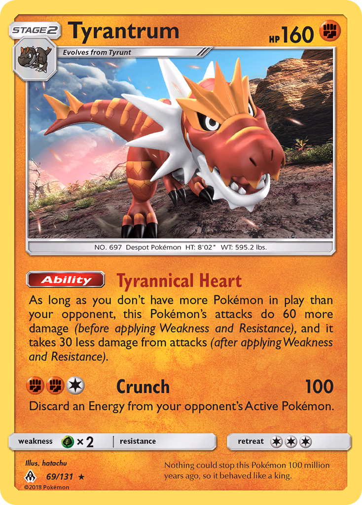 Tyrantrum Pokemon card (69/131, Forbidden Light)