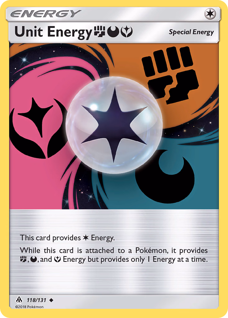 Unit Energy FightingDarknessFairy Pokemon card (118/131, Forbidden Light)
