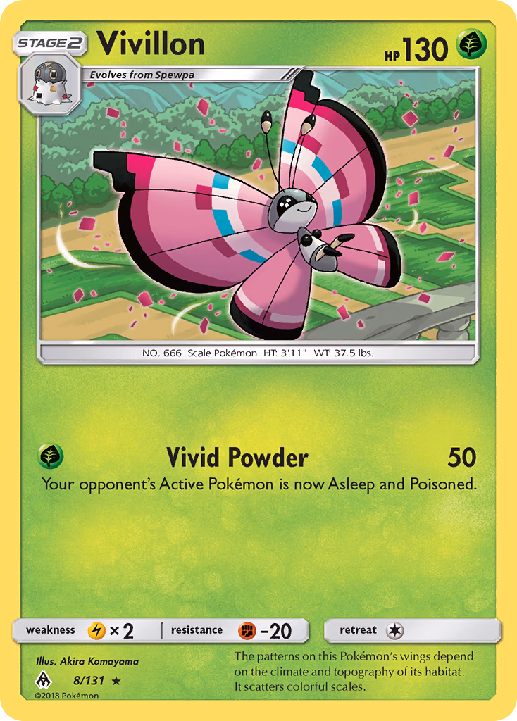 Vivillon Pokemon card (8/131, Forbidden Light)