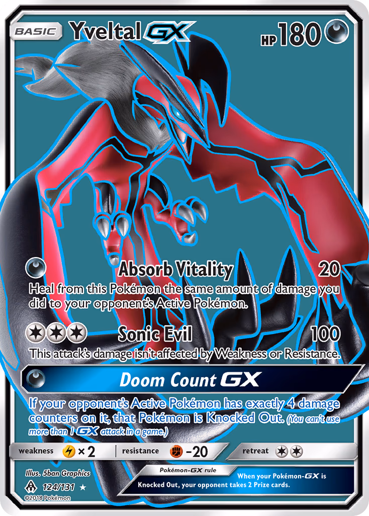 Yveltal-GX Pokemon card (124/131, Forbidden Light)
