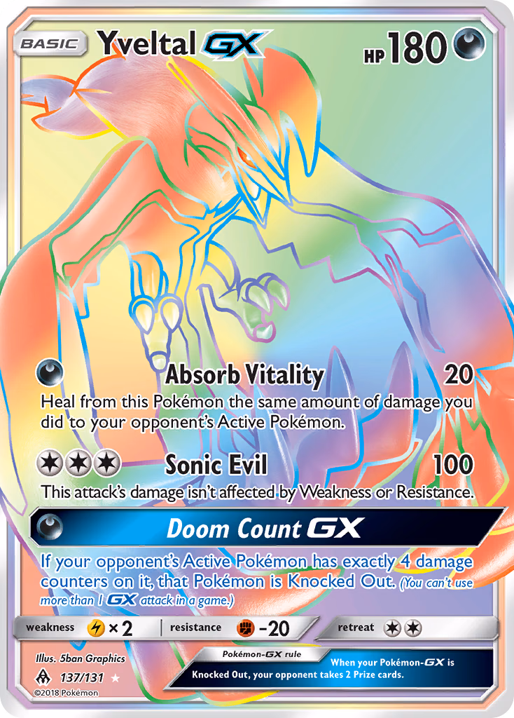Yveltal-GX Pokemon card (137/131, Forbidden Light)