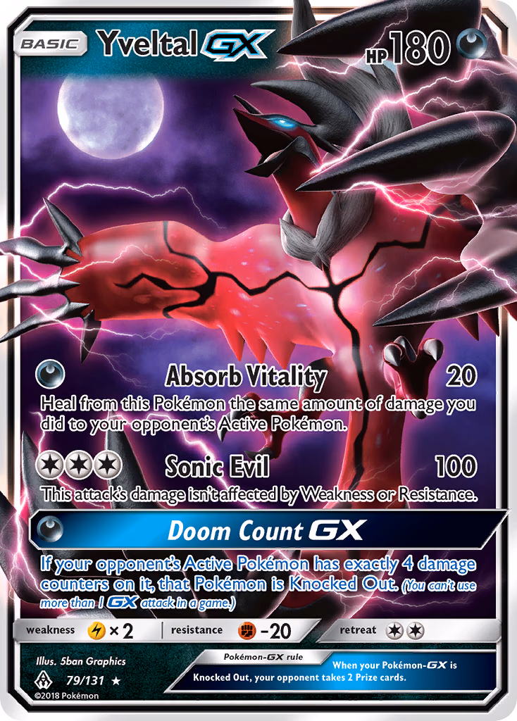 Yveltal-GX Pokemon card (79/131, Forbidden Light)