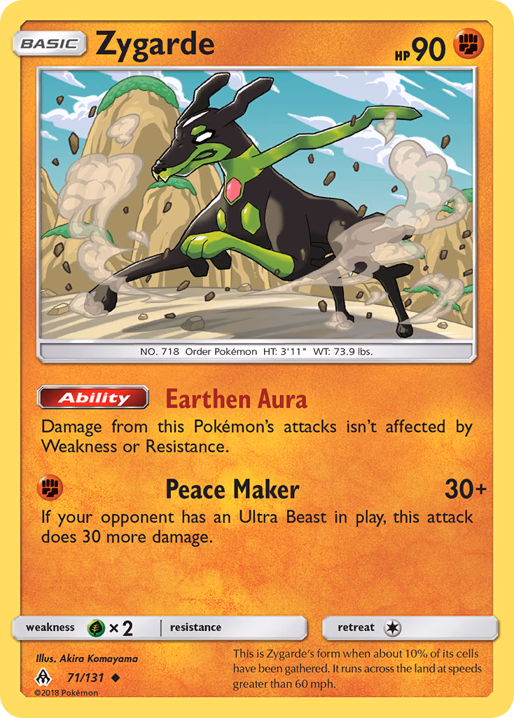 Zygarde Pokemon card (71/131, Forbidden Light)