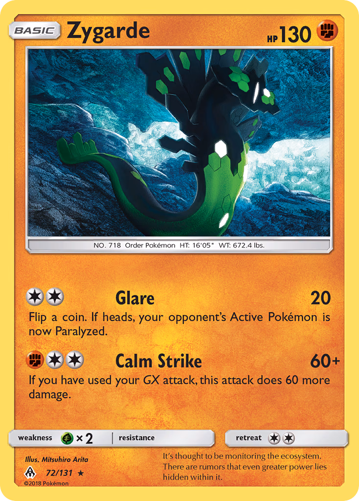 Zygarde Pokemon card (72/131, Forbidden Light)