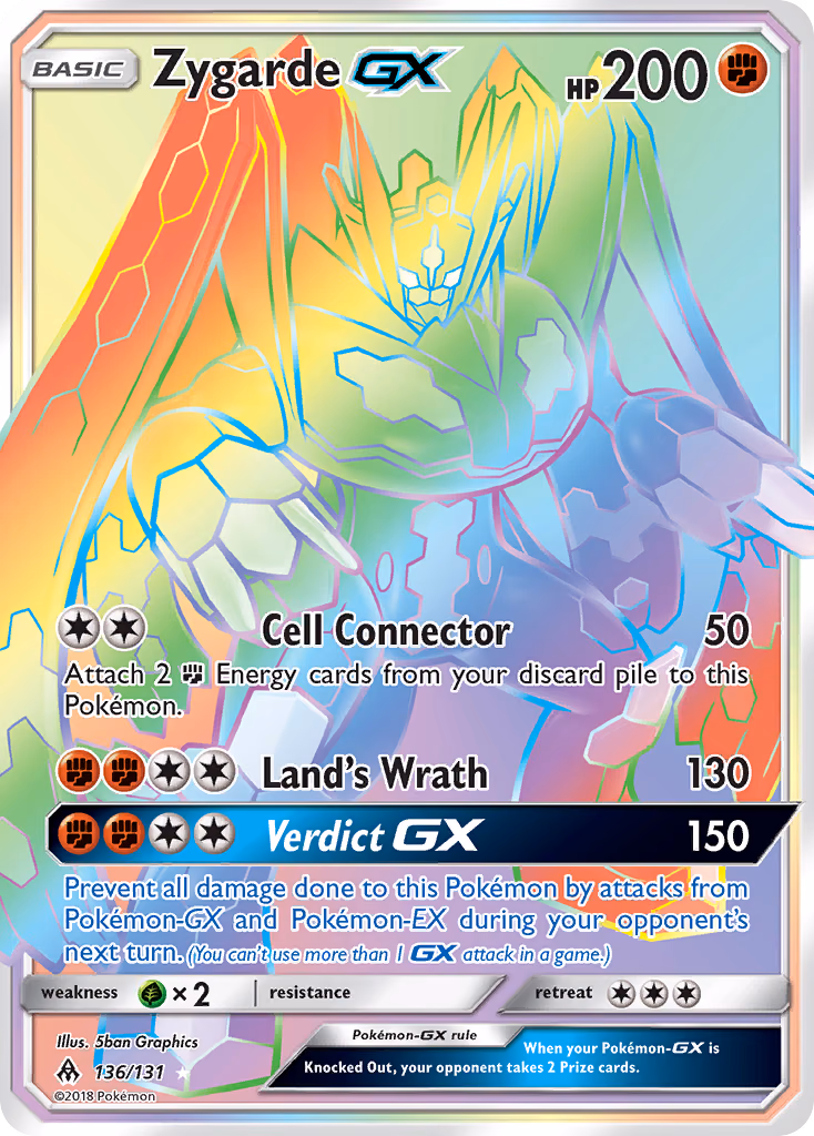 Zygarde-GX Pokemon card (136/131, Forbidden Light)