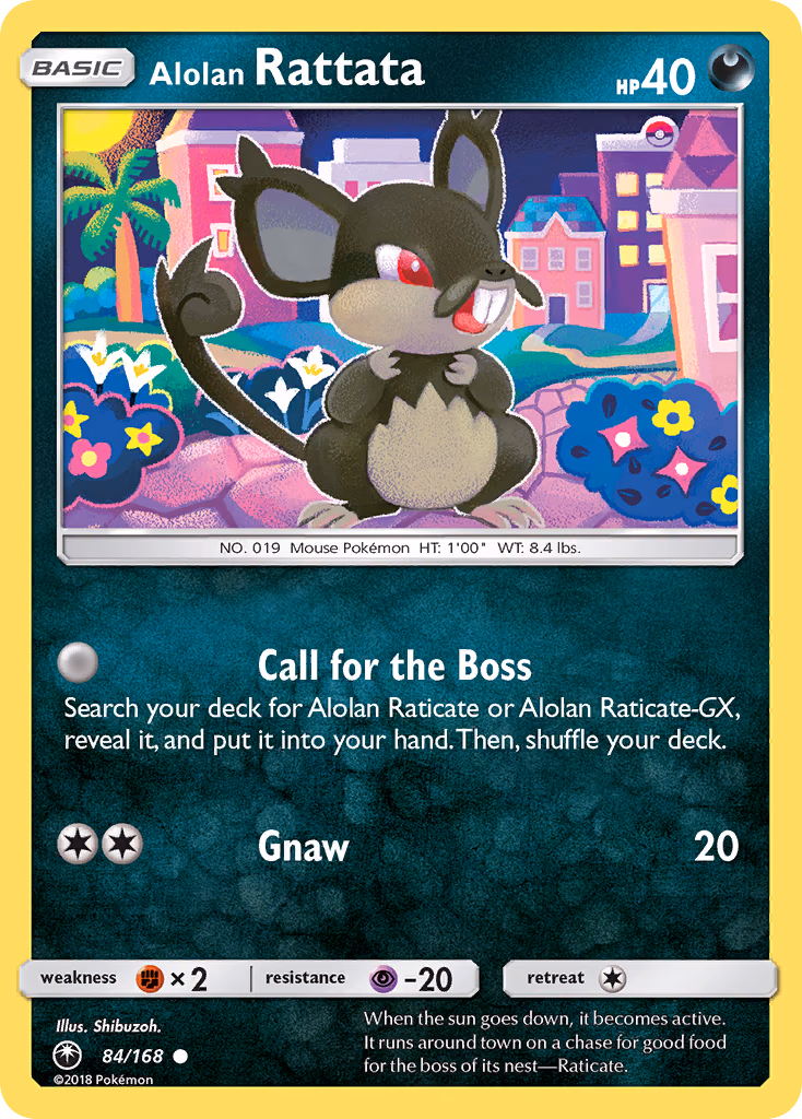 Alolan Rattata Pokemon card (84/168, Celestial Storm)