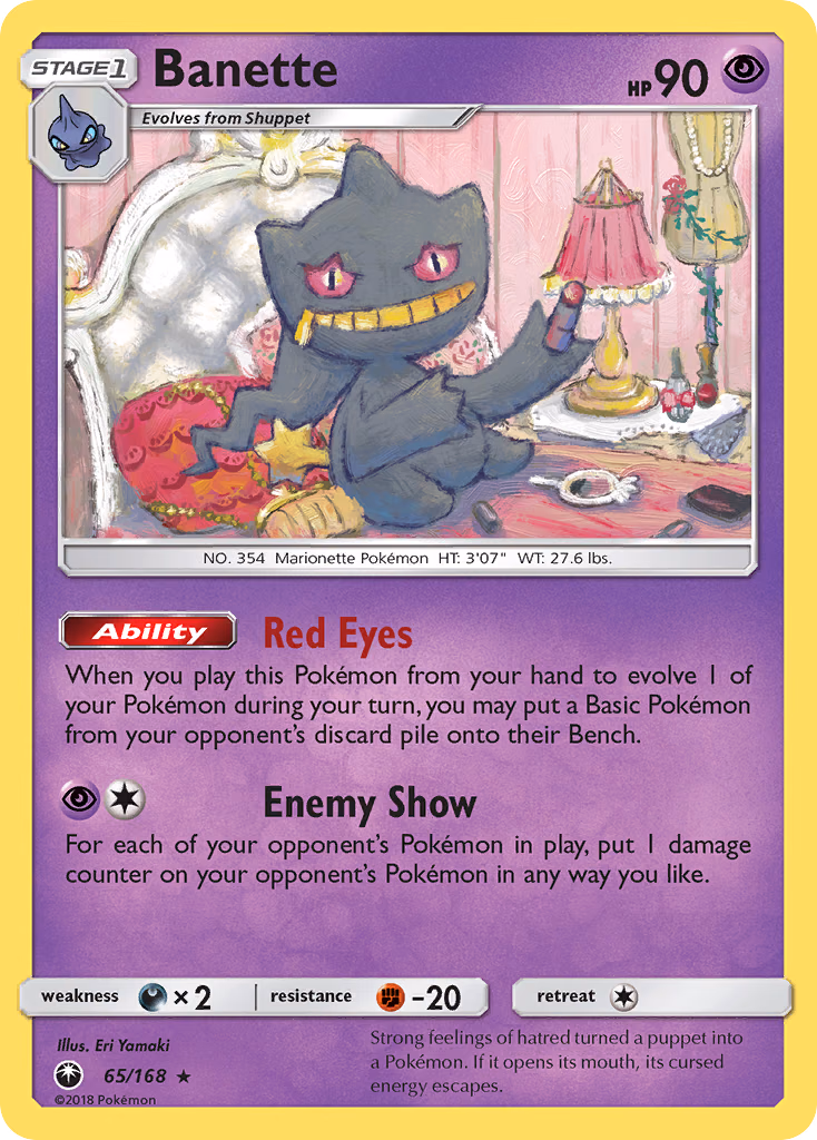 Banette Pokemon card (65/168, Celestial Storm)