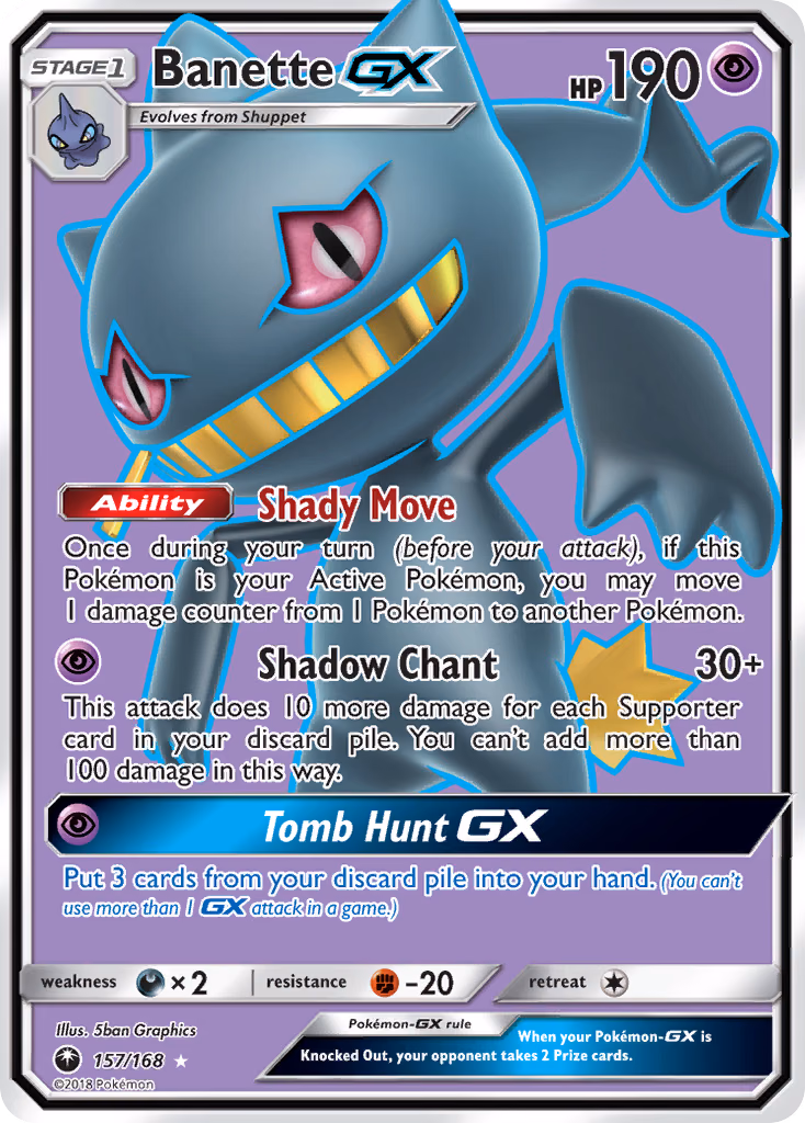 Banette-GX Pokemon card (157/168, Celestial Storm)