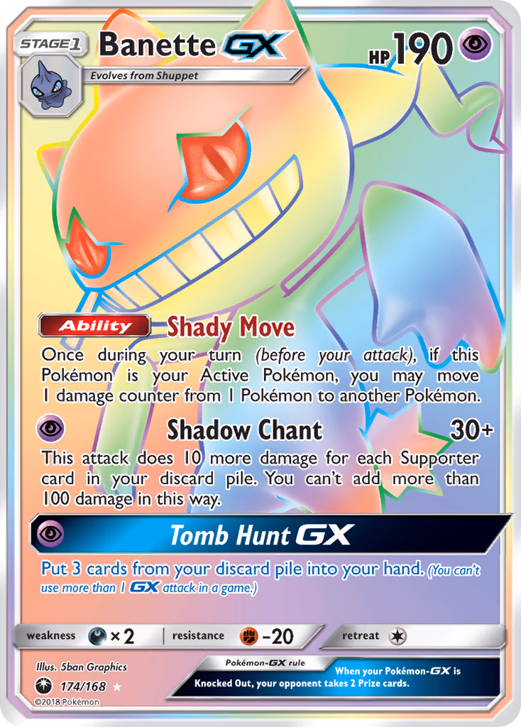 Banette-GX Pokemon card (174/168, Celestial Storm)