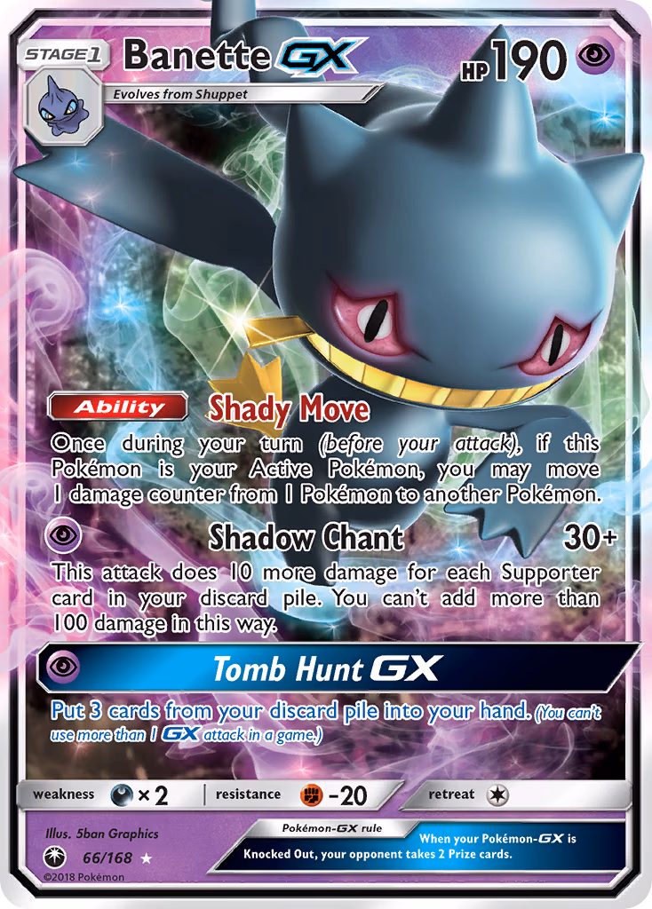 Banette-GX Pokemon card (66/168, Celestial Storm)