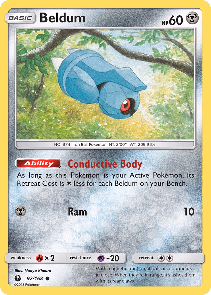 Beldum Pokemon card (92/168, Celestial Storm)