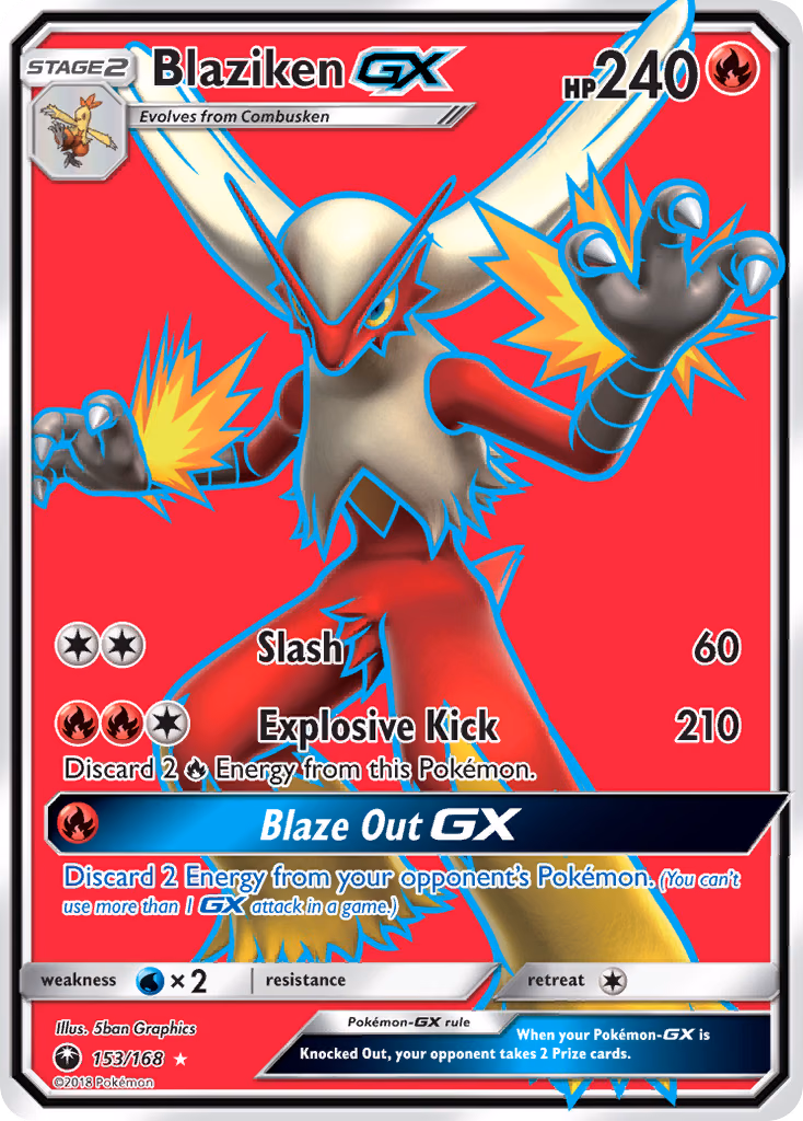 Blaziken-GX Pokemon card (153/168, Celestial Storm)