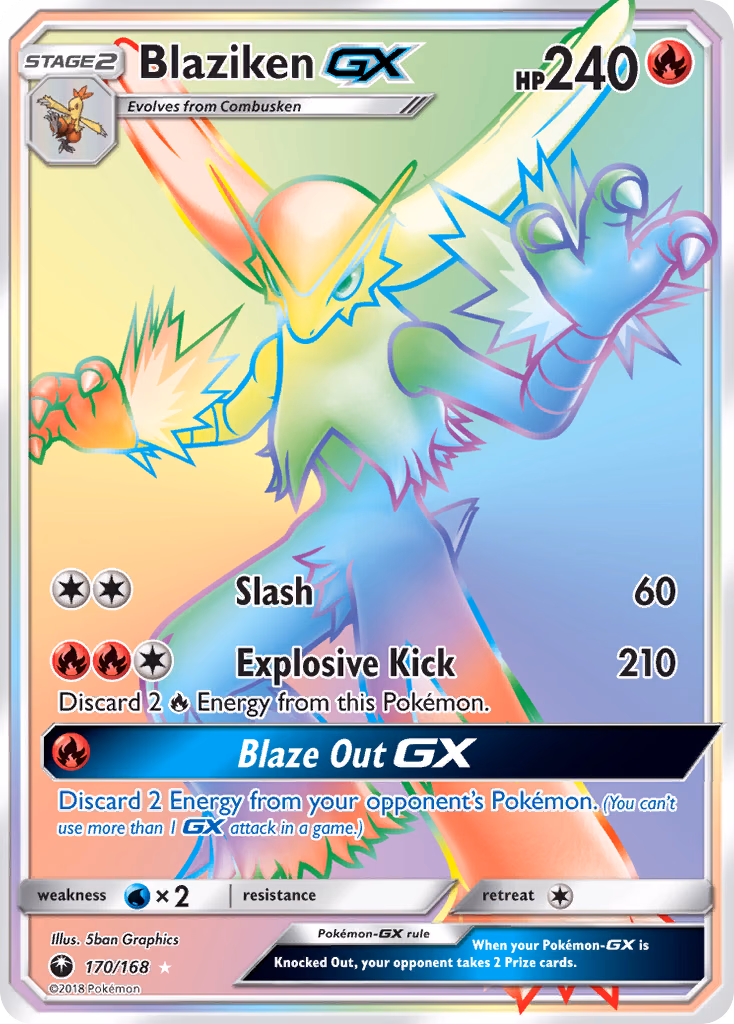 Blaziken-GX Pokemon card (170/168, Celestial Storm)