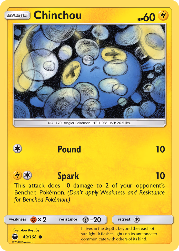 Chinchou Pokemon card (49/168, Celestial Storm)