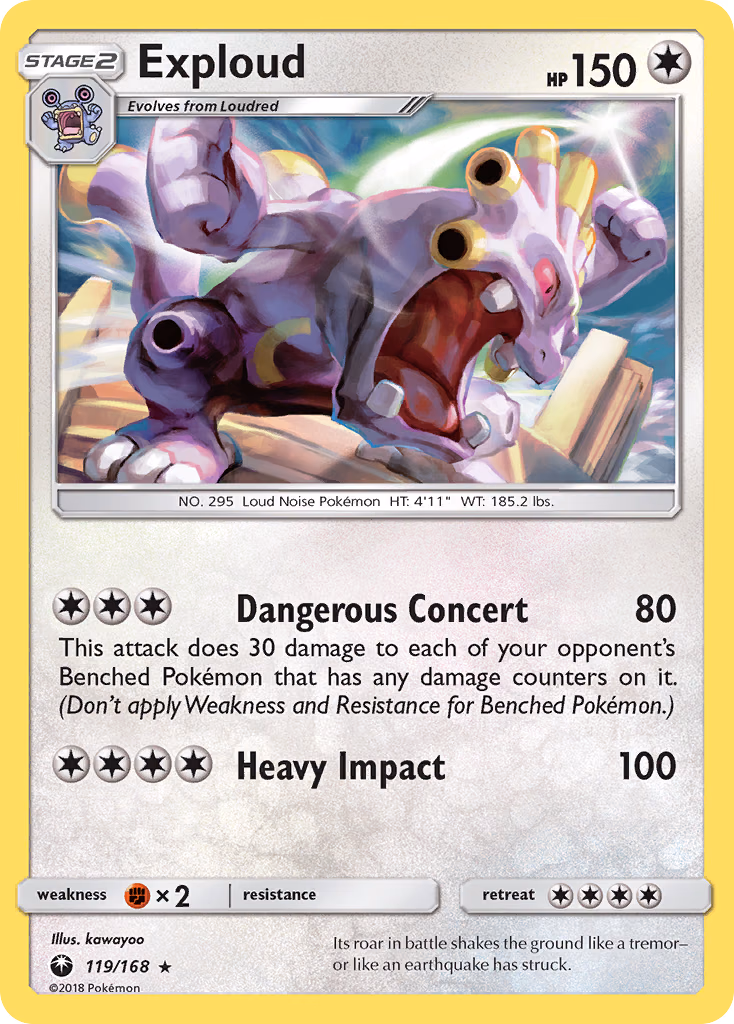 Exploud Pokemon card (119/168, Celestial Storm)