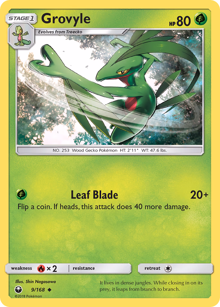 Grovyle Pokemon card (9/168, Celestial Storm)