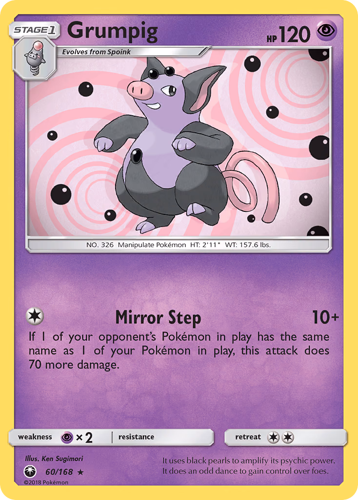 Grumpig Pokemon card (60/168, Celestial Storm)