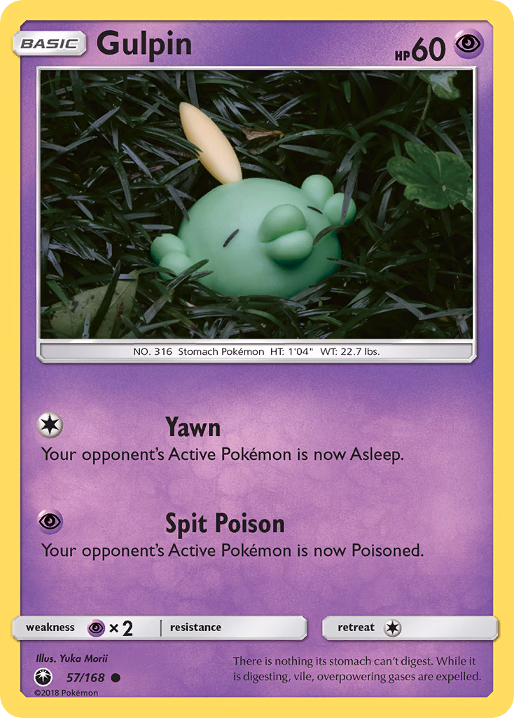 Gulpin Pokemon card (57/168, Celestial Storm)
