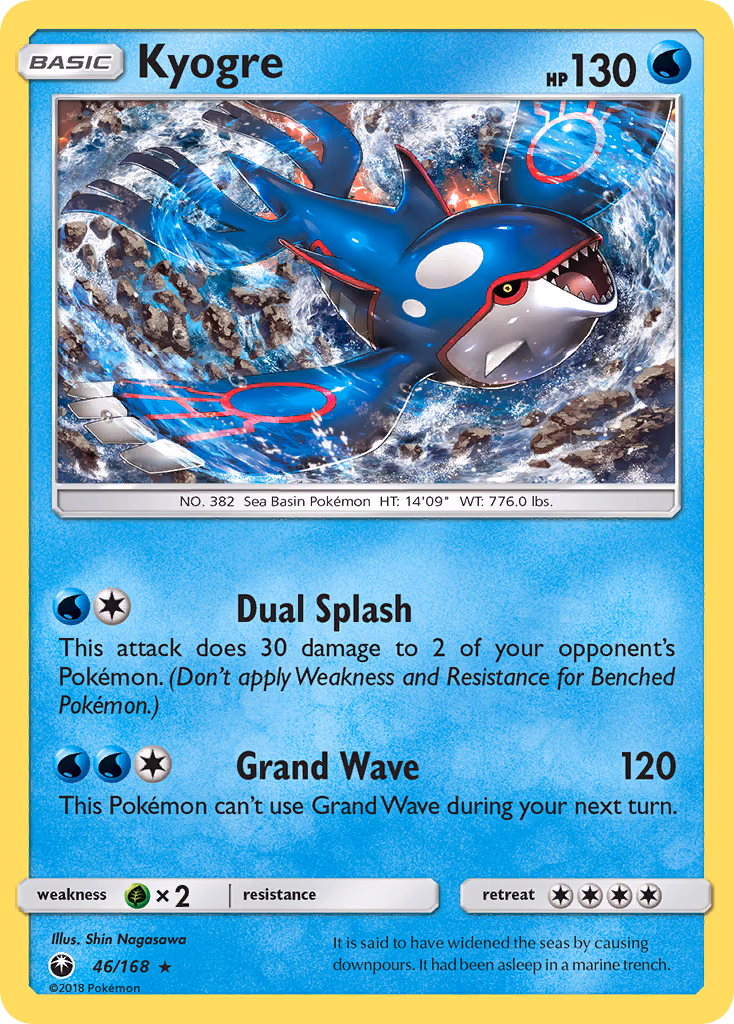 Kyogre Pokemon card (46/168, Celestial Storm)