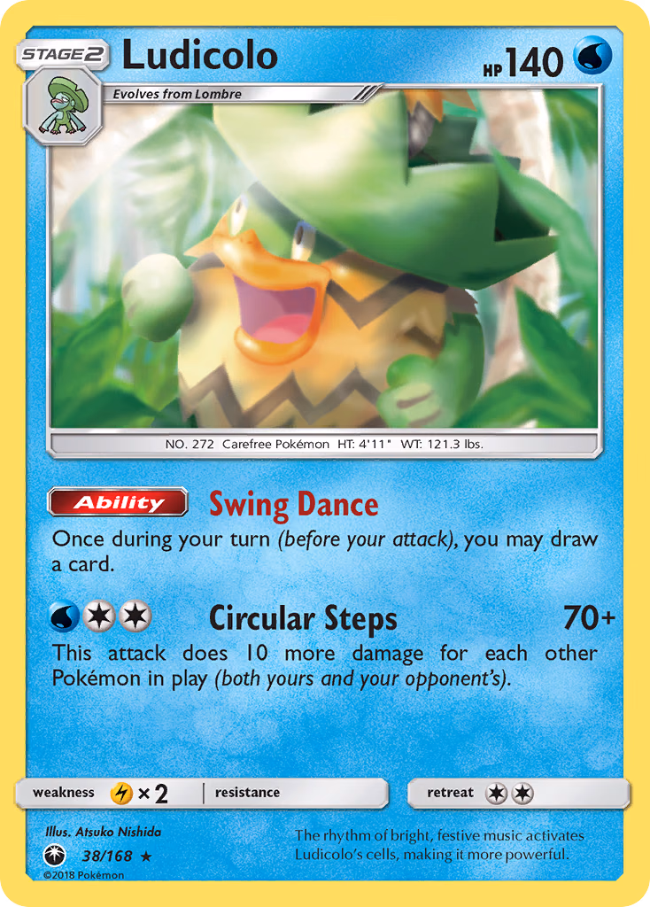 Ludicolo Pokemon card (38/168, Celestial Storm)
