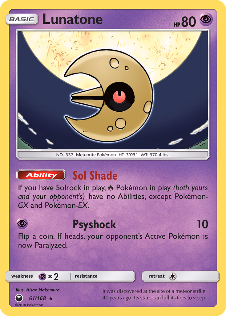 Lunatone Pokemon card (61/168, Celestial Storm)