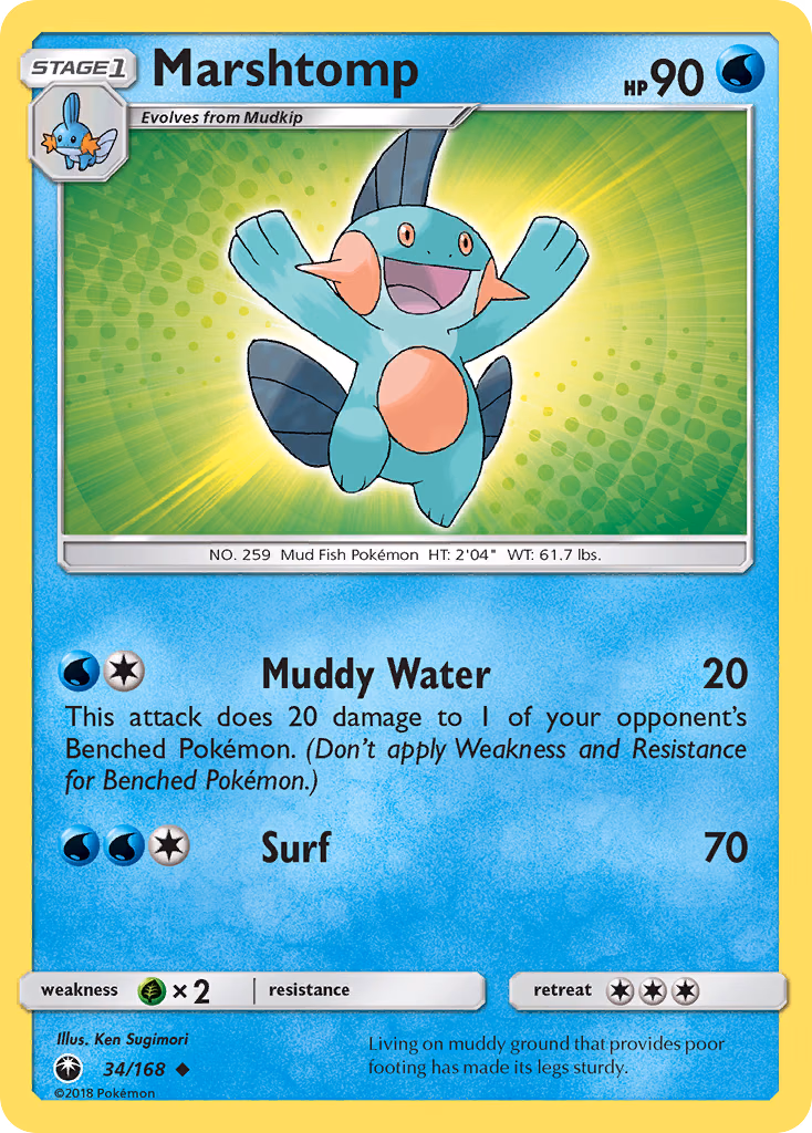 Marshtomp Pokemon card (34/168, Celestial Storm)