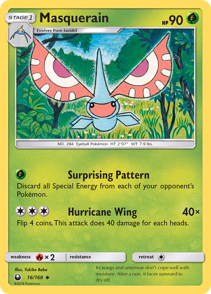 Masquerain Pokemon card (16/168, Celestial Storm)