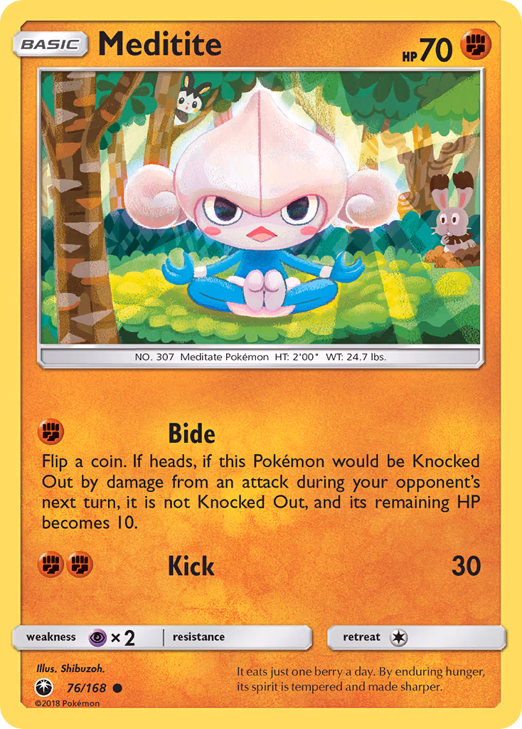 Meditite Pokemon card (76/168, Celestial Storm)