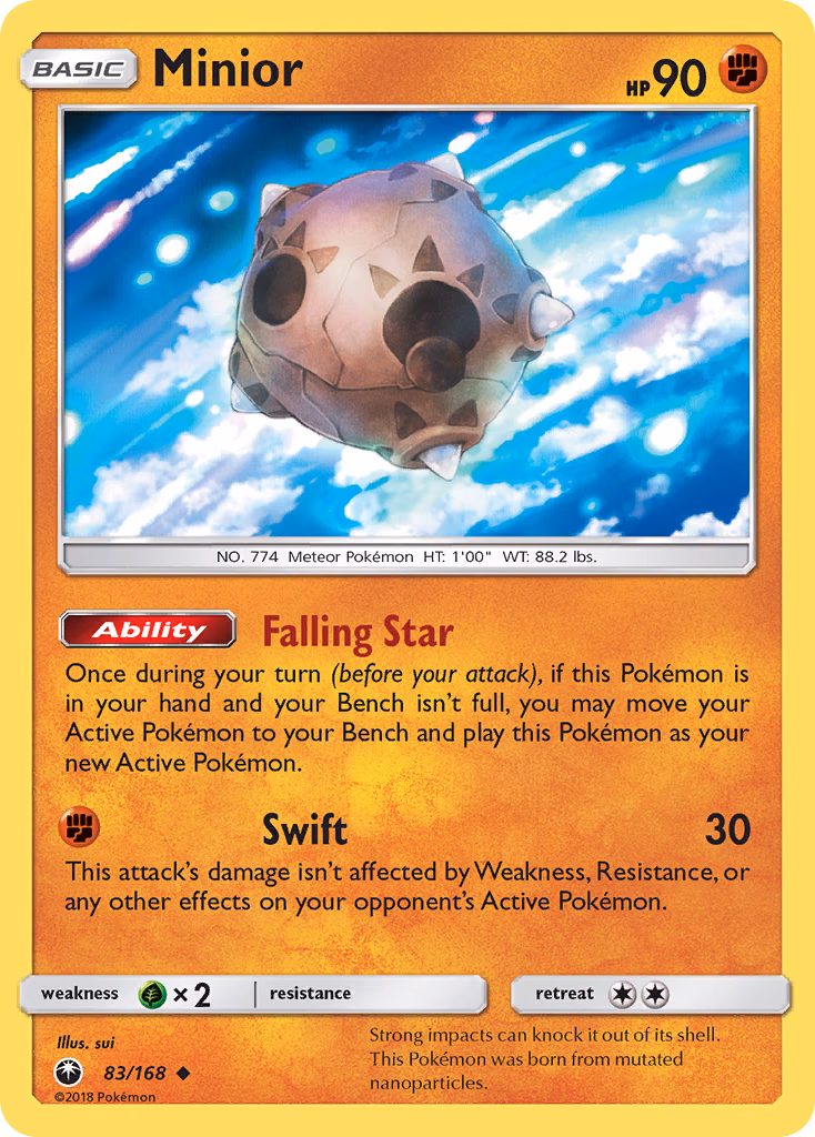 Minior Pokemon card (83/168, Celestial Storm)