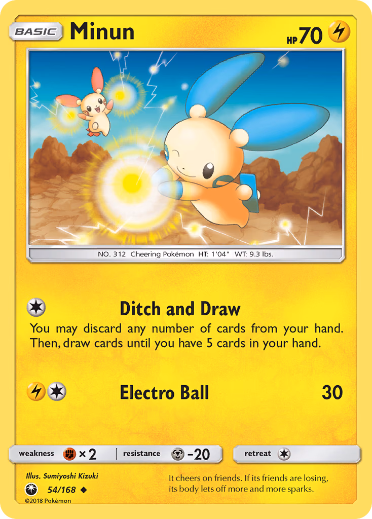 Minun Pokemon card (54/168, Celestial Storm)