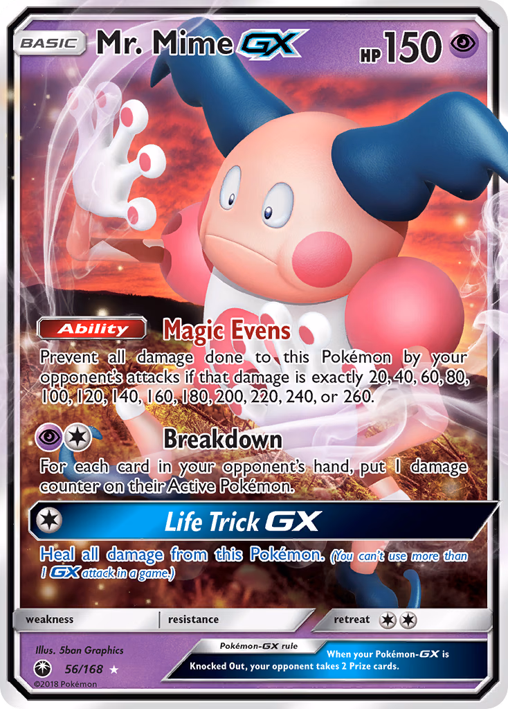 Mr. Mime-GX Pokemon card (56/168, Celestial Storm)