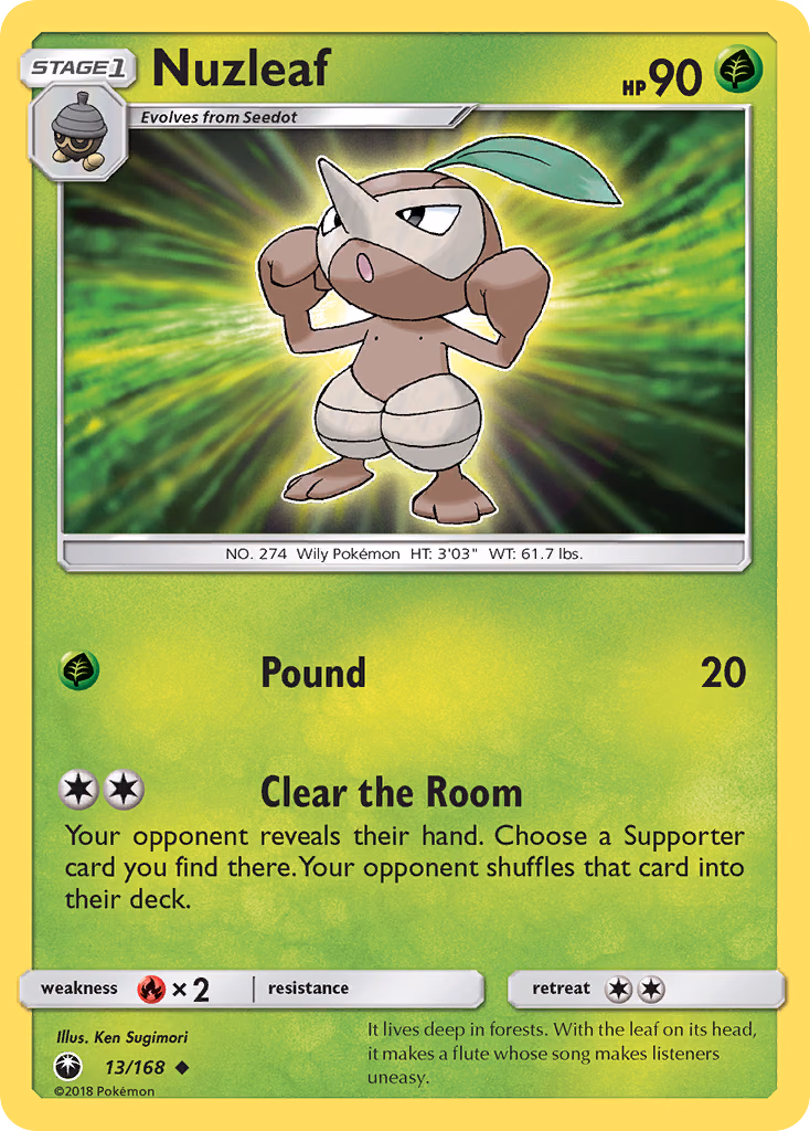 Nuzleaf Pokemon card (13/168, Celestial Storm)