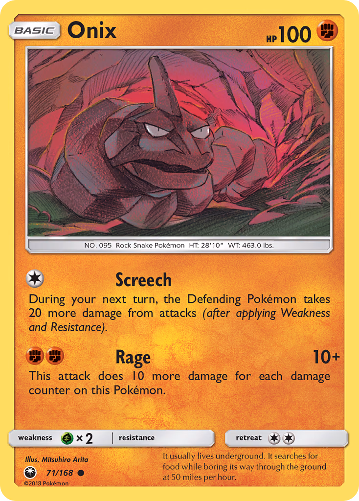 Onix Pokemon card (71/168, Celestial Storm)