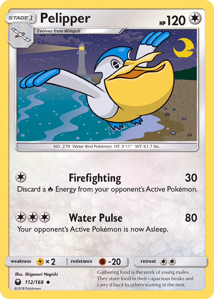 Pelipper Pokemon card (112/168, Celestial Storm)