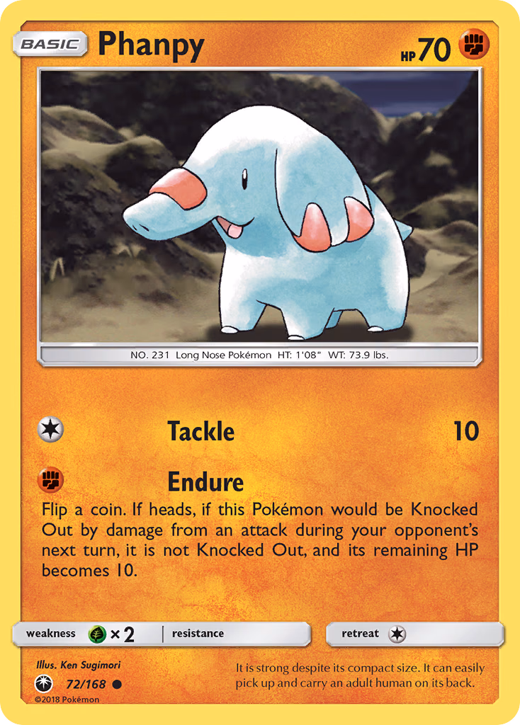 Phanpy Pokemon card (72/168, Celestial Storm)