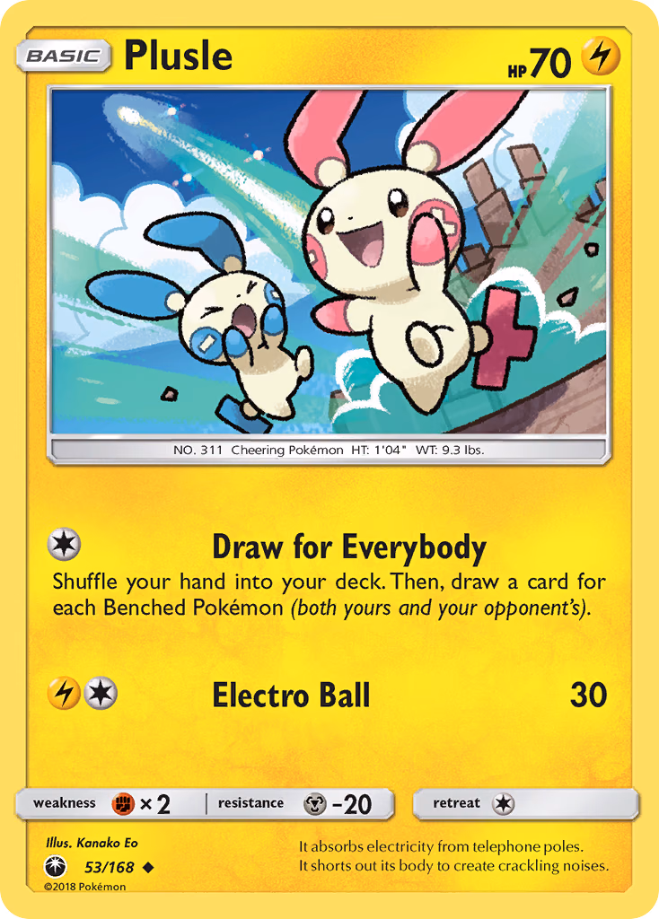Plusle Pokemon card (53/168, Celestial Storm)
