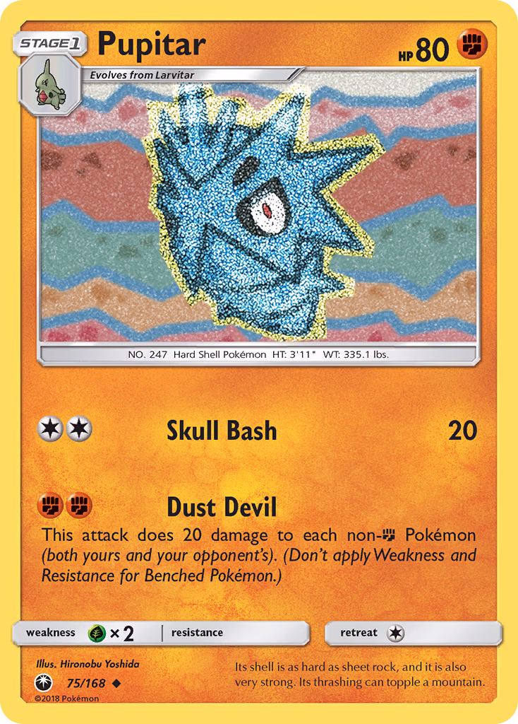 Pupitar Pokemon card (75/168, Celestial Storm)