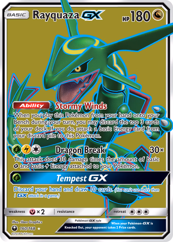 Rayquaza-GX Pokemon card (160/168, Celestial Storm)