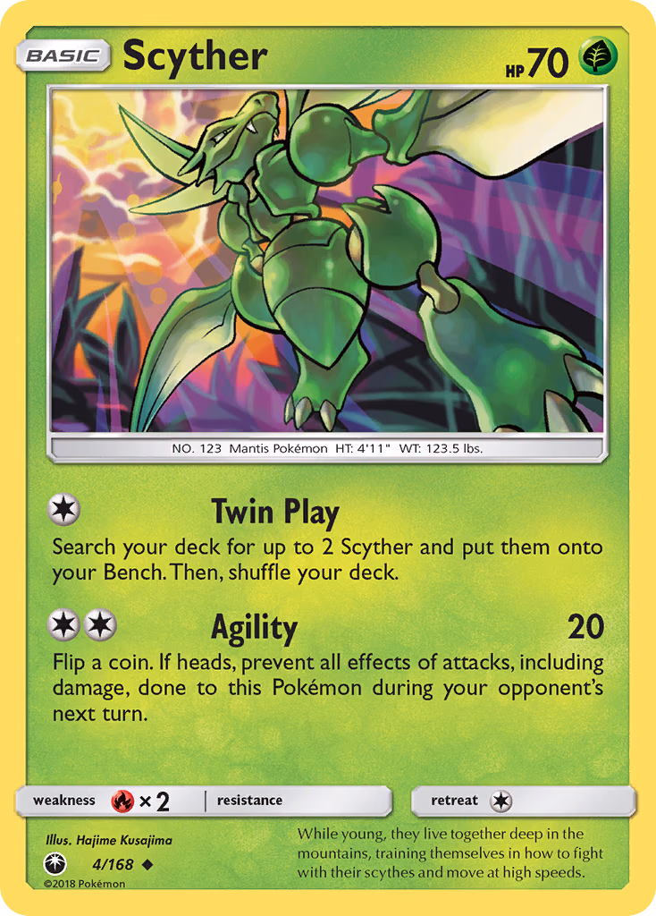 Scyther Pokemon card (4/168, Celestial Storm)