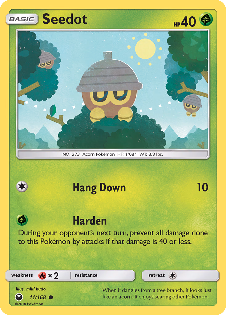 Seedot Pokemon card (11/168, Celestial Storm)