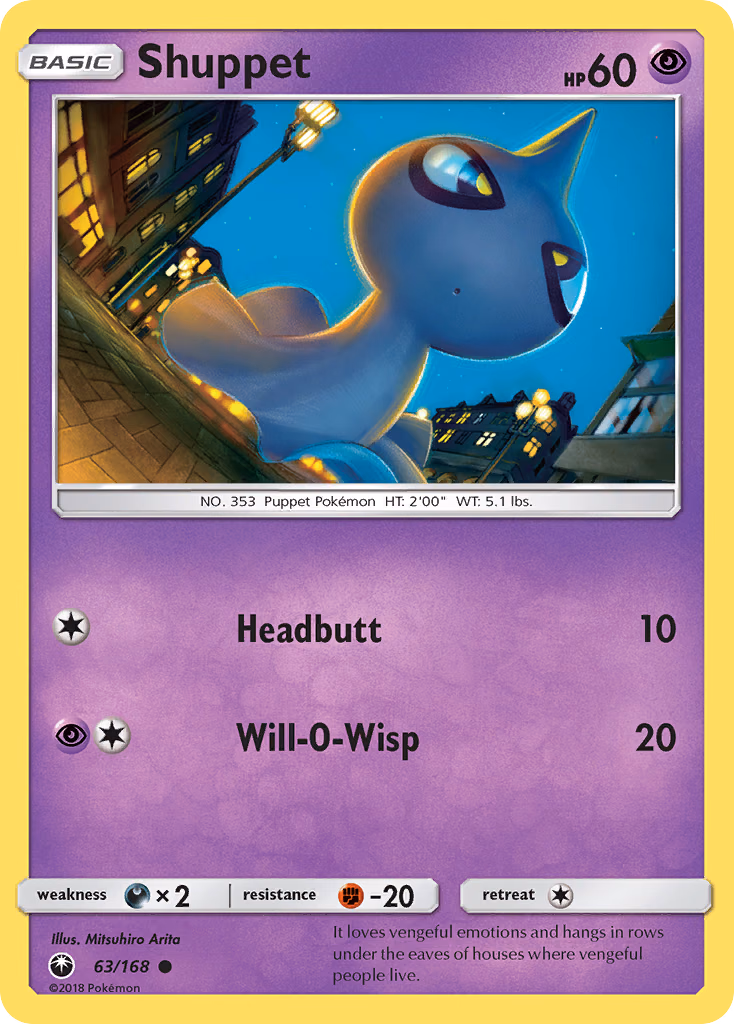Shuppet Pokemon card (63/168, Celestial Storm)