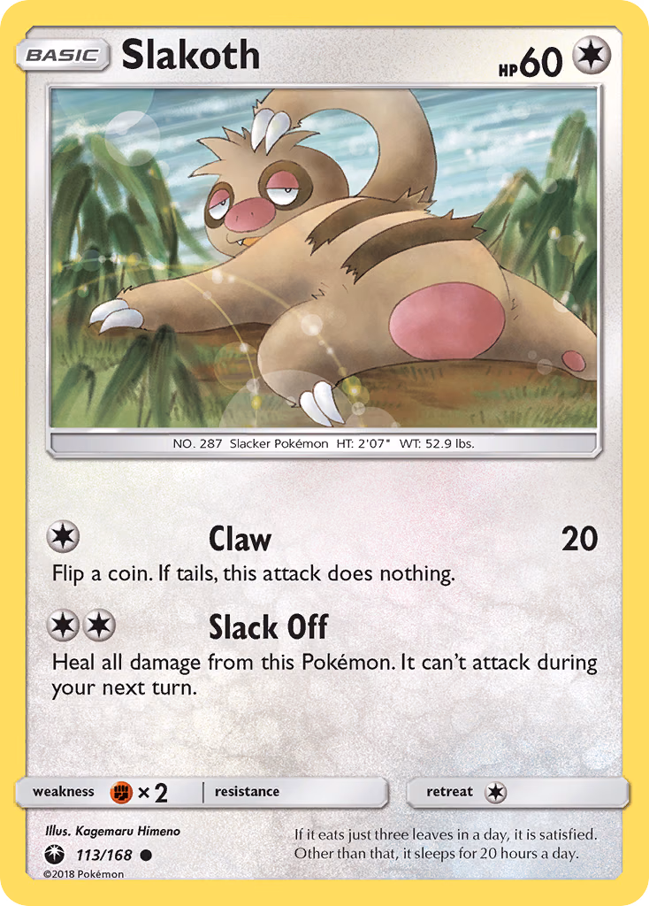 Slakoth Pokemon card (113/168, Celestial Storm)